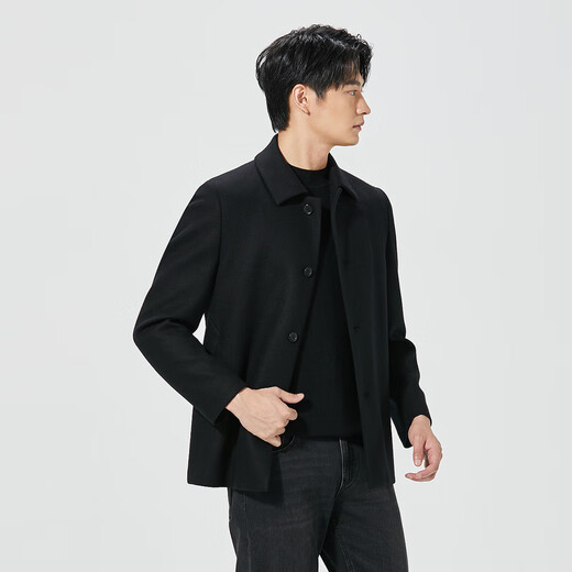 Lilang cashmere blended quick heating woolen coat men's winter woolen coat business men's wool coat black (24DYR5051Y) L 170/88A