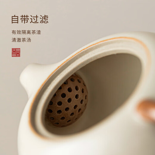 Tangfeng Ru Kiln Kung Fu Tea Set New Light Luxury High-end Tea Special Teapot Teacup Cover Bowl Tea Tray Set Qianchuan Tea Tray + Suyu Xishi Pot 12 pieces