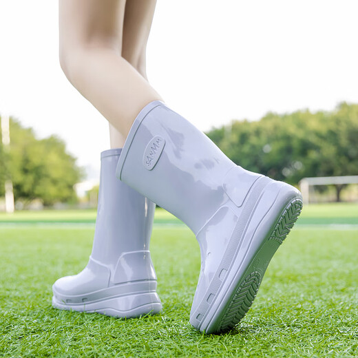 Gudetu Botas de lluvia japonesa para mujeres, zapatos impermeables que no están deslizando para el tubo medio, nuevos zapatos de goma de trabajo de cocina, botas de agua tibias para mujeres, zapatos para adultos, azul-tamaño estándar 40