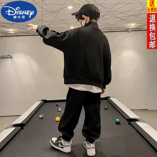 Disney (DISNEY) Boys Autumn Clothing Set 2024 New Big Children Spring and Autumn Sports Two-piece Set Western Fashionable Autumn Clothes Trendy Children's Clothing Gray 130