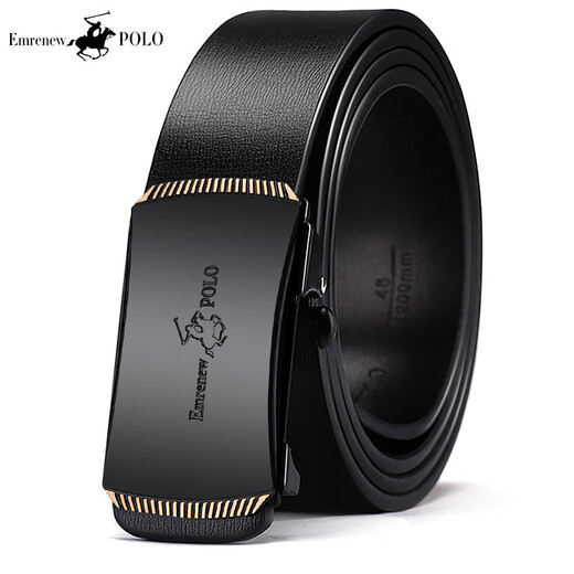 EMRENEWPOLO Paul belt men's genuine leather inner wear automatic buckle Valentine's Day pure belt casual business youth belt hot sale - black - gift box 115cm weight 140 - 160 Jin Jin equals 0.5 kg