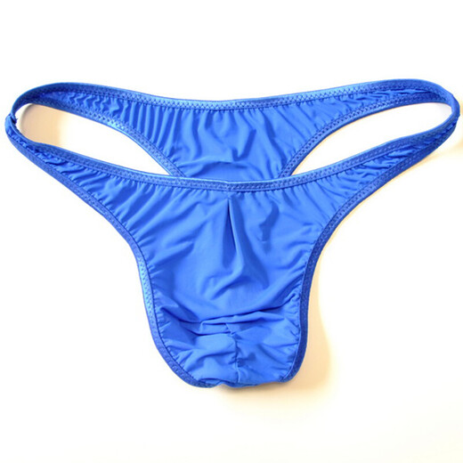 Men's ice silk underwear sexy transparent thong men's low-waist briefs men's U-convex breathable sexy underwear red one size