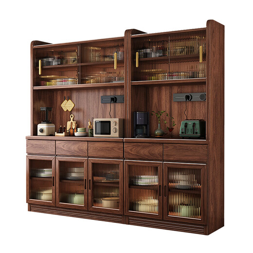 Toxiaomuwo Batteur noir noyer mur intégré à vin intégré en bois massif armoire de rangement multi-fonction