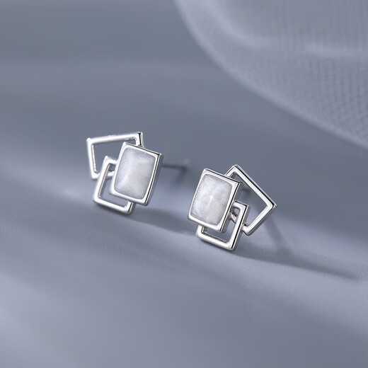 Holycat cat in arms s925 silver geometric square earrings girl birthday Valentine's Day gift earrings cool style high-end earrings for girlfriend 925 silver geometric square earrings