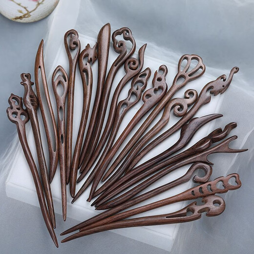 Pure peach wood hairpin, ancient style peach wood hairpin, women's ball hairpin, hairpin hairpin, handmade wooden gradient hairpin, brown wood auspiciousness