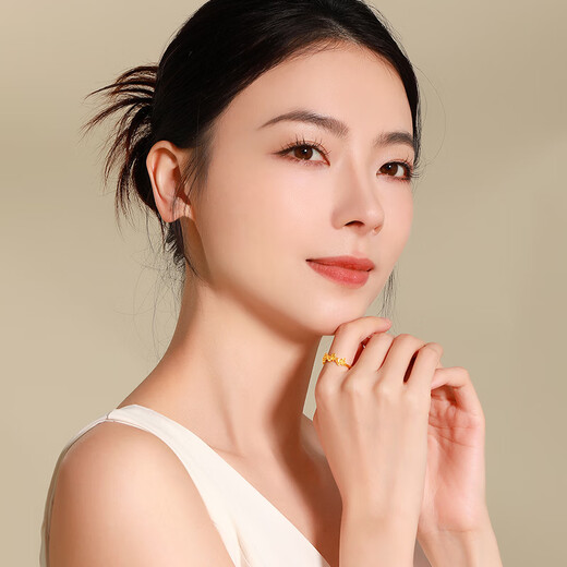 Mengjinyuan gold ring for women, butterfly pure gold index finger ring, live ring, birthday gift for girlfriend, about 3.08g