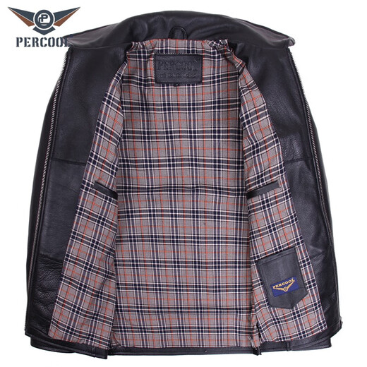PERCOOL European y americana chaqueta de cuero de cuero de cuero para hombres Lapa de mediana edad de mediana captura de cabezal importada Chaqueta de cuero de cuero de cuero otoño de otoño y invierno de cuero de gran tamaño negro (Top Cower Cow Wase) XL (160Jin [Jin iguala 0.5 kg] -180Jin [Jin equivale a 0.5 kg])))