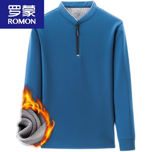 Romon Plus Velvet Tognucted Fot Fot Fot Fot Fot Fort Casual Top Top Winter Medious Men Stand Up Base Buse [QPD Thin] 6623 Baolan M 165