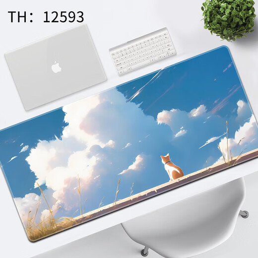 汝沁莲风景画系列鼠标垫超大号油画男女生宿舍桌工位办公电脑书桌垫键盘垫高颜值加厚锁边可定制防滑耐磨 12593悠然时光 长800mmX宽300mmX厚4mm