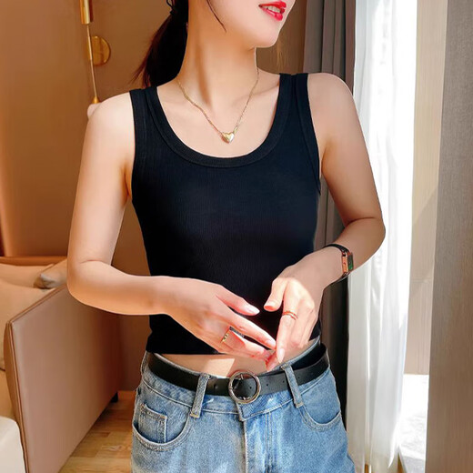 Langsha camisole women's camisole with breast pads, no need to wear bra, slim fit, can be worn outside, sports high-elastic threaded bottoming shirt