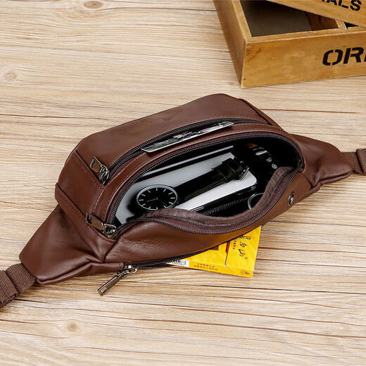 Coole Känguru -Tailentasche Herren echtes Leder Kuhläden multifunktional große Kapazität Schrägkreuzende Konstruktionsstelle Arbeit Laufen Taille Neue Mobiltelefontasche 866 Gelb