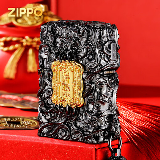 ZIPPO打火机正版 款 重甲机原装限量防风男士礼物 灵动貔貅-黑金 -TC9901TJ