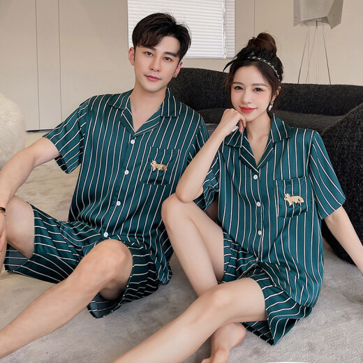 Yiman'an -Paar Pyjamas für Frauen in Sommereiseisen -Shorts Shorts Summer Home Clothing Koreanische Version Plus Größe Frauenpaar Anzug 9197 Weiße L Männer