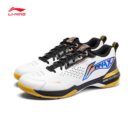 Li Ning (LI-NING) new badminton shoes for men and women, blade PRO MAX, professional competition, anti-slip shock-absorbing carbon plate sports blade MAX standard white/black 003-2 43 (270mm)
