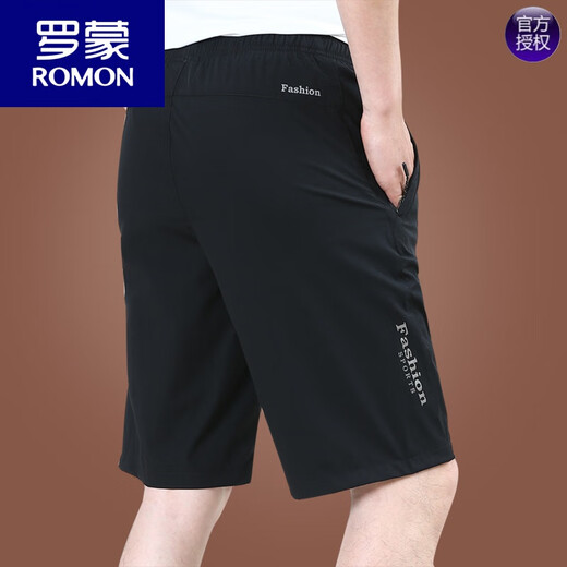 罗蒙（ROMON）冰丝短裤男夏外穿宽松休闲裤子速干男士五分裤夏季薄款2024新款潮 9893A[深灰]冰丝 M