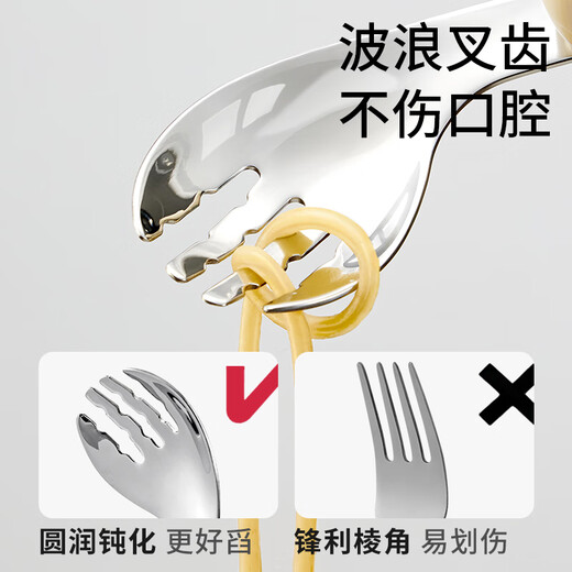 Licheers complementary food spoon baby spoon infant training learning spoon 316 stainless steel elbow independent feeding children's fork spoon