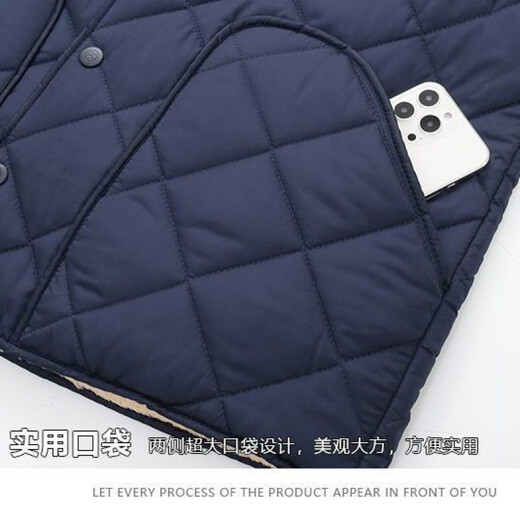 Manxinan Men's Velvet Cotton Jacket Autumn and Winter Short Thermal Underwear Middle-aged and Elderly Thickened Cotton Liner Dad's Clothes Long Sleeve Wear Inside and Out Black Diamond-shaped Cotton Jacket Thickened with Velvet 3XL 130-150Jin Jin is equal to 0.5 kg