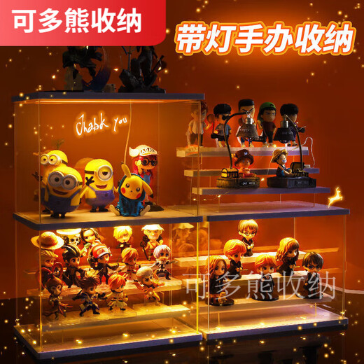 Ouoety Blind Box Displinet Cabinet Blind Box Aufbewahrungsbox mit hellweißem Displaybox Staubdicht transparent Bausteine Große Deckenleuchte + Leiter großes Deckenlicht mit Leiter 3 -schichtiger Modell 6636dt