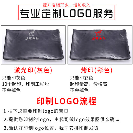 虎雀（HUQUE）烧烤店专用盘子 长方形商用密胺塑料黑色创意个性餐具仿瓷火锅菜 10英寸黑色磨砂长方盘 LJP5010