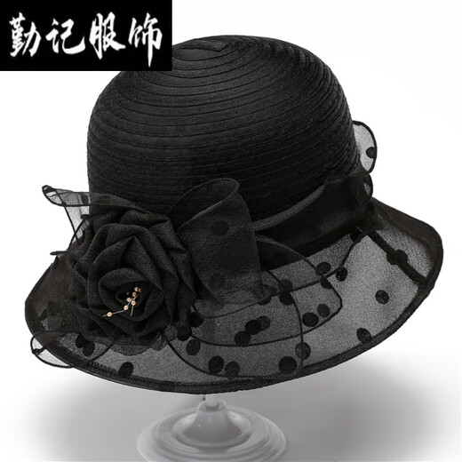 
Remember middle-aged female mother spring and autumn thin hat fisherman hat spring and summer middle-aged and elderly Organya flower cool hat navy blue M (56-58cm)