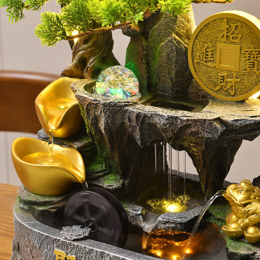 Water source workshop rockery flowing water fountain living room desktop ornaments office circulation feng shui wheel fortune meaning housewarming opening gift H30066 large belt fog