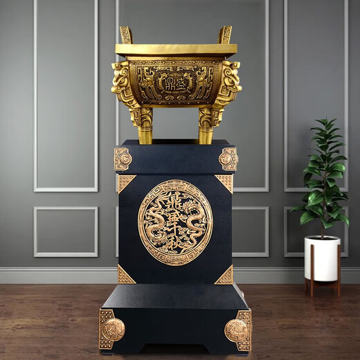 Juanyuan Brass Ding Ornament Company Opening Gift Floor Large Ornament Anniversary Relocation Relocation Front Hall Gift 1.48 Meter High (Sheng Ding) Bronze Ding