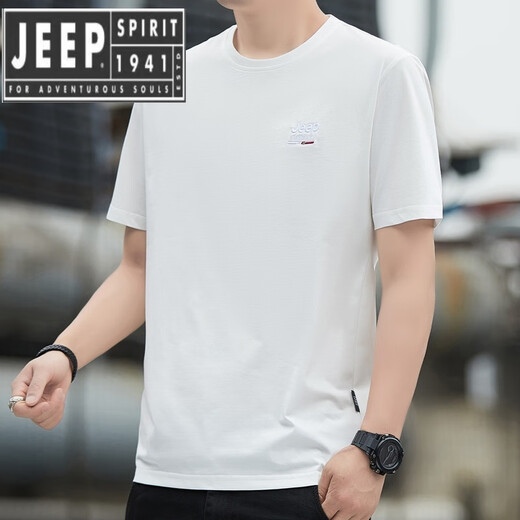 T-shirt à manches courtes de jeep spirit khaki pour hommes 2025 T-shirt américain décontracté décontracté pour hommes 3886 noir M [100-120jin [Jin est égal à 0,5 kg]]]