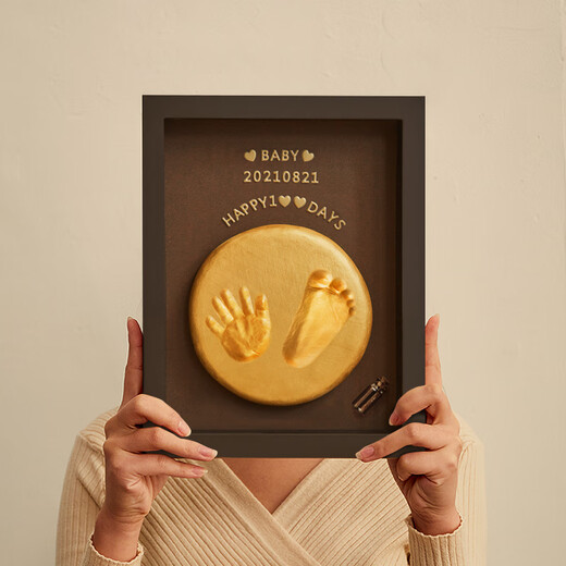 Mu Chen Shiguang Baby Vollmond Hand und Fußspuren Einjährige Hand und Fußabdrücke Souvenir Baby 100-Tage-Hand und Fußabdrücke Neugeborene Handabdrücke 10-Zoll-horizontalen Stil 丨 Vor einem Jahr alt erhältlich