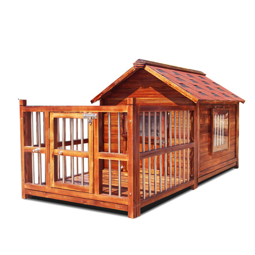 Dog House Outdoor Waterproof Solid Wood Dog House Medium and Large Dog Golden Retriever Dog House Rainproof Summer Outdoor Four Seasons Pet Villa 5XL with Yard Single Window with Screen Package Installation