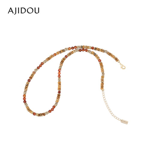 AJIDOU Ajidou necklace women's simple retro quartzite jade beaded clavicle chain trendy commuting versatile gift for girlfriend dark brown