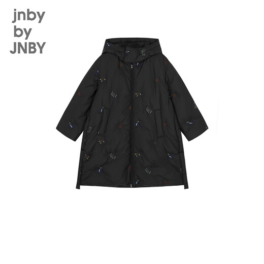 jnby by JNBY江南布衣童装冬装男女童长款羽绒服连帽刺绣图案儿童1N0C13601 001本黑 130 cm