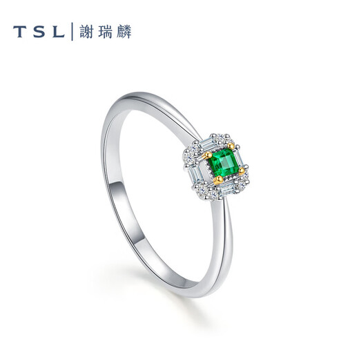 Xie Ruilin (TSL) 18K gold ring Linlang series emerald diamond ring BE427 (64816) No. 11 ring