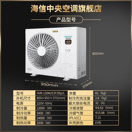 Hisense Ai home series household central air conditioner multi-split unit with first-level energy efficiency, full DC frequency conversion, built-in 5G network, whole-house intelligent control, 5 HP, first-level energy efficiency, 120|one to four|80-110, 1st level frequency conversion