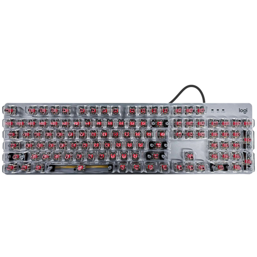 罗技（Logitech）K845机械键盘 有线键盘 游戏办公键盘电竞 青茶红轴键盘电脑笔记本背光DIY键帽 全尺寸104键 K845龙华红轴+冰块白透明键帽