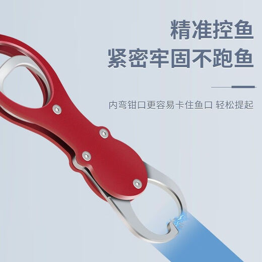 优猎控鱼器带秤多功能铝合金取鱼器控鱼器控鱼钳夹鱼器抓鱼称鱼器渔具 【蓝色带秤】12cm小钳子+失手绳