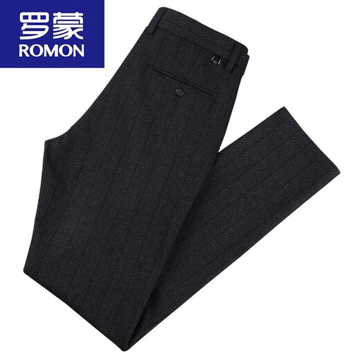 Romon-Männer-Casual Hosen Herbst und Winter mittleren Alters mit hohen T-T-Hosen-Hosen schlanker Legly-Hose Wollstreifenhose Männer A9905 Slim Fit Version 28 (2 Fuß 1)