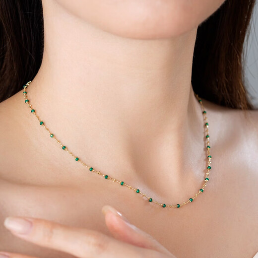 COASZE 18K gold baby's breath necklace, versatile enamel plain chain, classic versatile women's clavicle chain for wife and girlfriend. 18K gold enamel necklace, 45cm, about 2.1 grams