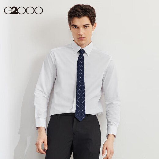 G2000 Easy to care for G2000 men's 2025 spring and summer shopping mall same style cotton blend skin-friendly formal long-sleeved shirt white - fashion tailoring - no ironing and anti-wrinkle L 7G /175 (bust 112/waist 102)