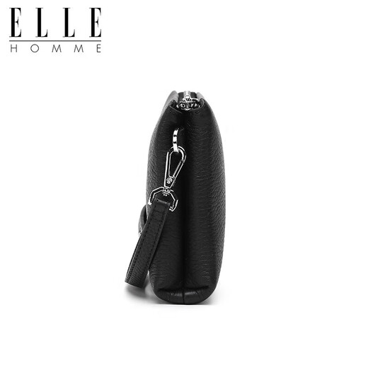 ELLE HOMME men's handbag, top layer deer leather zipper wallet, large capacity clutch bag, fashionable men's bag, EB282300450 black, birthday gift for boyfriend