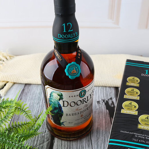 四方朗姆酒 巴巴多斯进口洋酒朗姆酒烘焙 黑朗姆 白朗姆莫吉托调酒基 四方多莉12年朗姆酒 700mL 1瓶