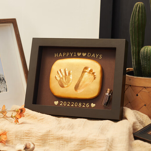 Mu Chen Shiguang Baby Vollmond Hand und Fußspuren Einjährige Hand und Fußabdrücke Souvenir Baby 100-Tage-Hand und Fußabdrücke Neugeborene Handabdrücke 10-Zoll-horizontalen Stil 丨 Vor einem Jahr alt erhältlich