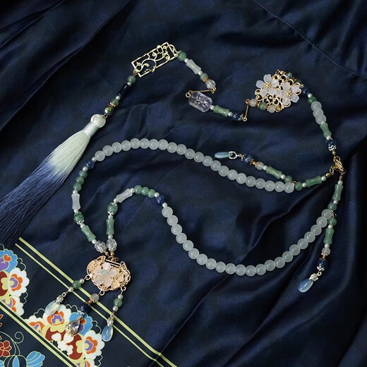 Yunshun New Chinese Style Yingluo Long Back Cloud Necklace Ancient Style Hanfu Horse Face Skirt Accessories Ming Tassel Pendant Pendant Yu Lou Ge + Back Cloud