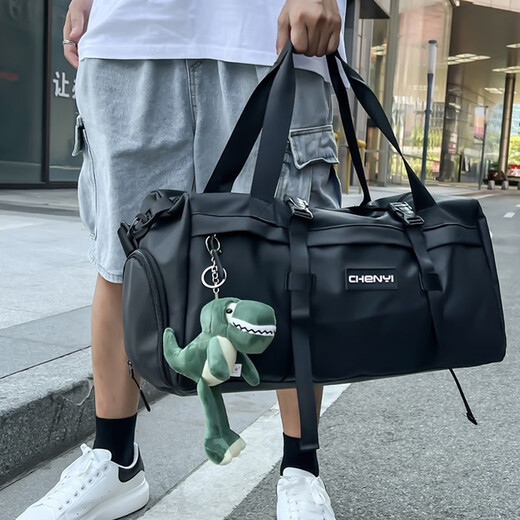 铂呐苓旅行包男干湿分离健身包女防泼手提收纳包运动包背包大容量游泳包 健身包【字母-黑】不带挂件