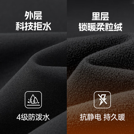 Camel (CAMEL) Wang Junkai same style men's waterproof overalls autumn and winter plus velvet warm soft shell pants M14CAWI632A