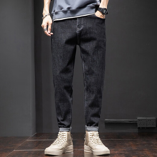 Guqian (Guqian) Jeans pour hommes Stretch Nine Point's Trend's Men's Style Summer Summer Light Color Slim Adting Pantal