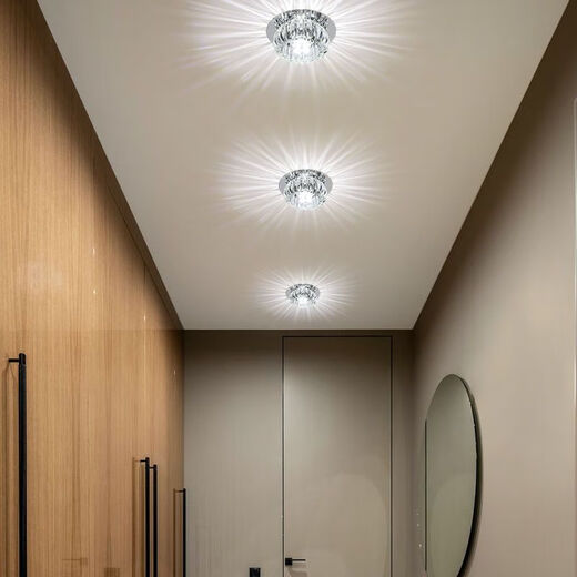 Vinoa downlight spotlight embedded three-color crystal aisle light corridor light simple entrance hall light creative living room entrance winter melon 3W warm light concealed / opening between 5-9 cm