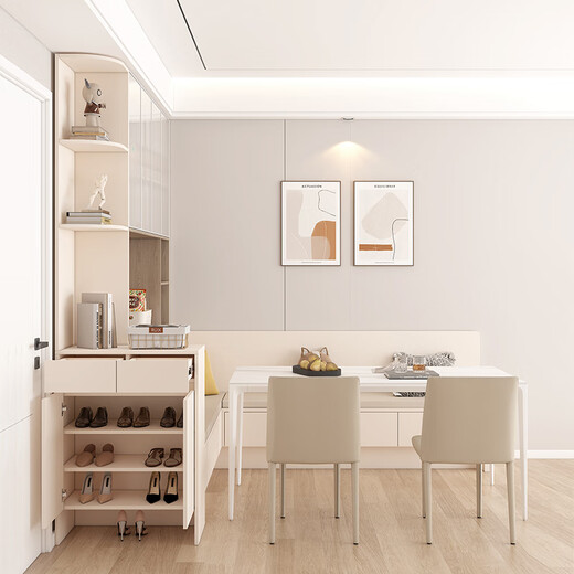 Qiangxiang door shoe cabinet corner card seat sideboard integrated wall wine cabinet dining table and chair combination multi-functional storage cabinet G367 Style 1 2000*2500*2400