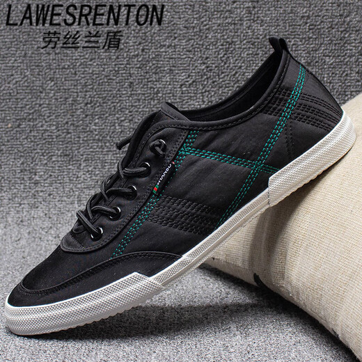 LAWESRENTON brand canvas shoes men's 2025 summer new flat-soled lightweight men's odor-proof casual shoes trendy old Beijing cloth white 44