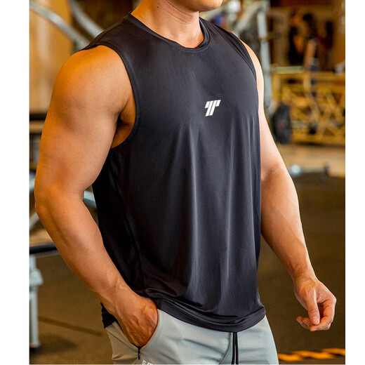 Shengyi Sports Vest Basketball Vest Men's Muscle Sports Fitness Vest Vest Quick-Drying Training Clothing Running Summer Black 2XL