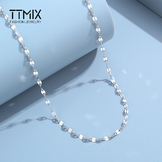 TTMIX platinum necklace for women pt950 platinum kiss clavicle chain versatile plain chain light luxury niche 2.9-3.1g 48cm